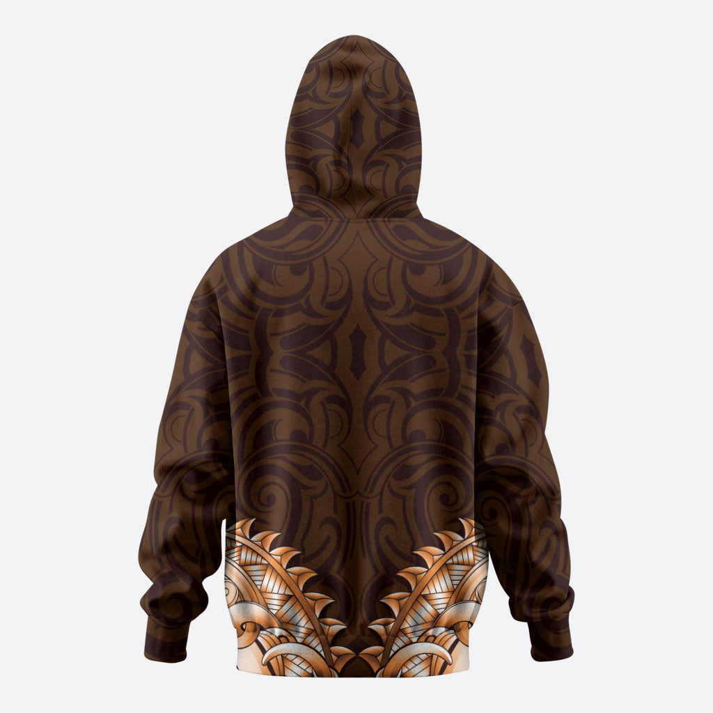 New Zealand Ta Moko Hoodie Aotearoa Maori Chest Tattoo Orange LT14 - Polynesian Pride