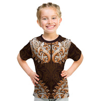 New Zealand Ta Moko Kid T Shirt Aotearoa Maori Chest Tattoo Orange LT14 Orange - Polynesian Pride