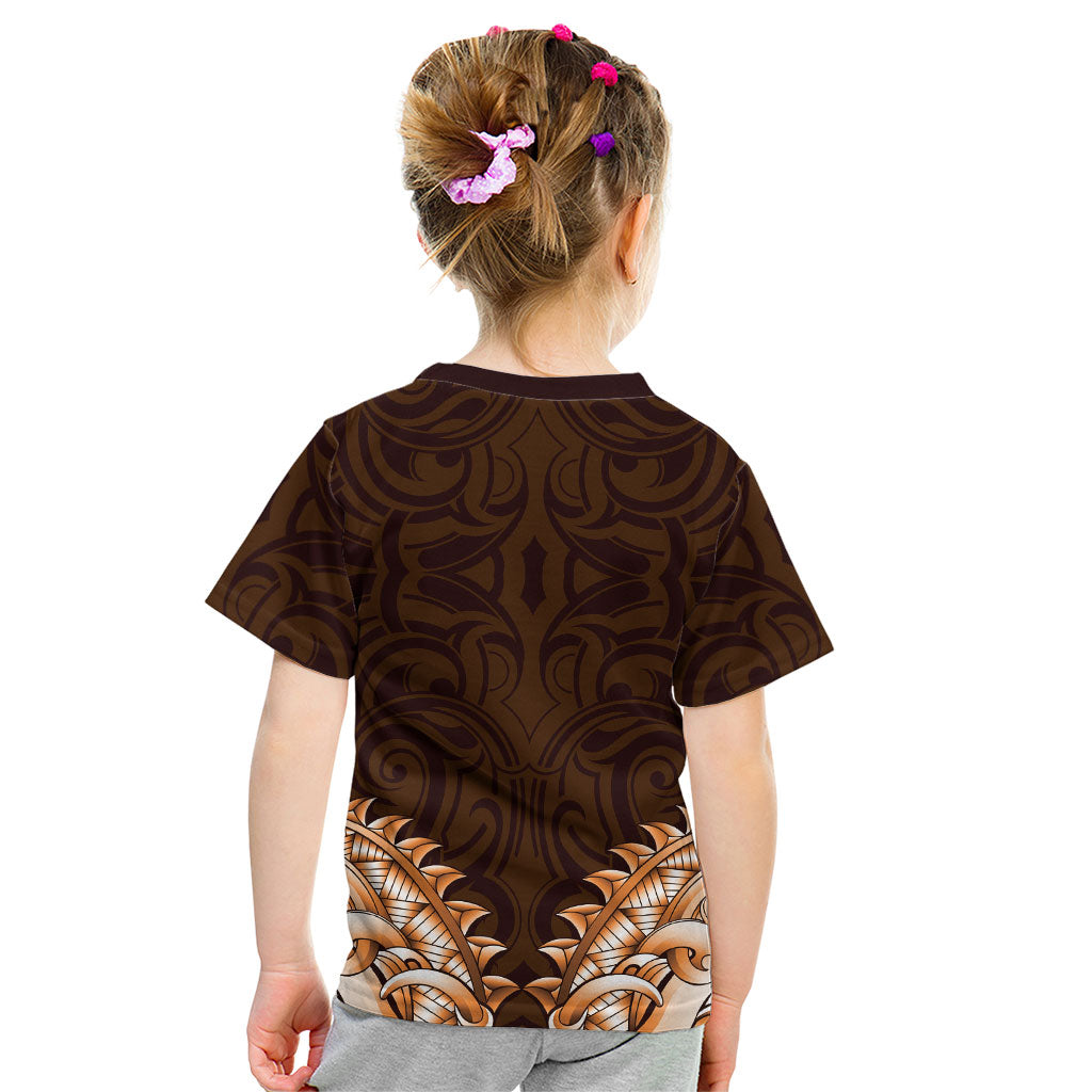 New Zealand Ta Moko Kid T Shirt Aotearoa Maori Chest Tattoo Orange LT14 - Polynesian Pride