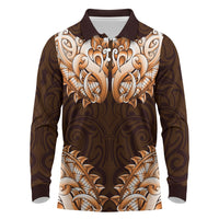 New Zealand Ta Moko Long Sleeve Polo Shirt Aotearoa Maori Chest Tattoo Orange LT14 Orange - Polynesian Pride