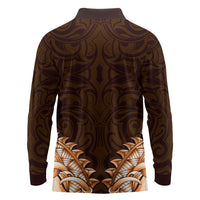 New Zealand Ta Moko Long Sleeve Polo Shirt Aotearoa Maori Chest Tattoo Orange LT14 - Polynesian Pride