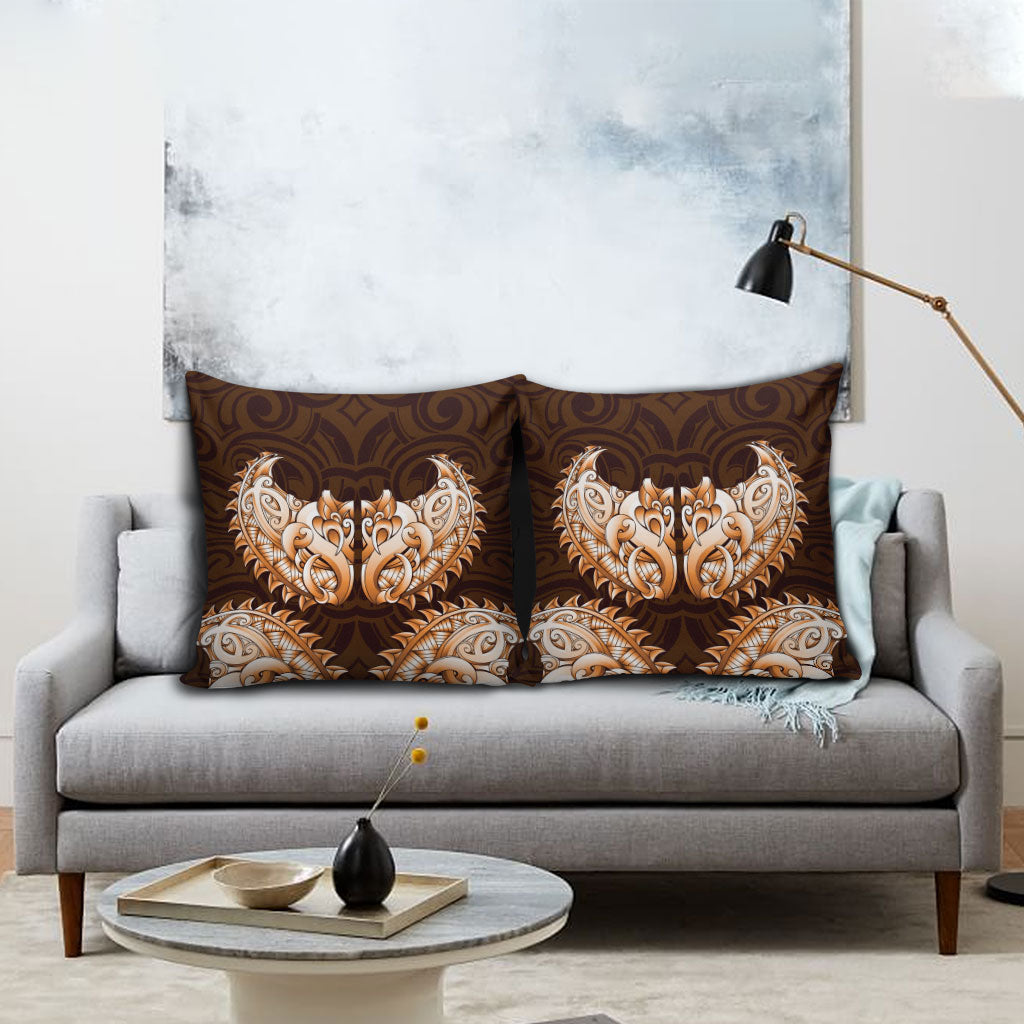New Zealand Ta Moko Pillow Cover Aotearoa Maori Chest Tattoo Orange LT14 - Polynesian Pride