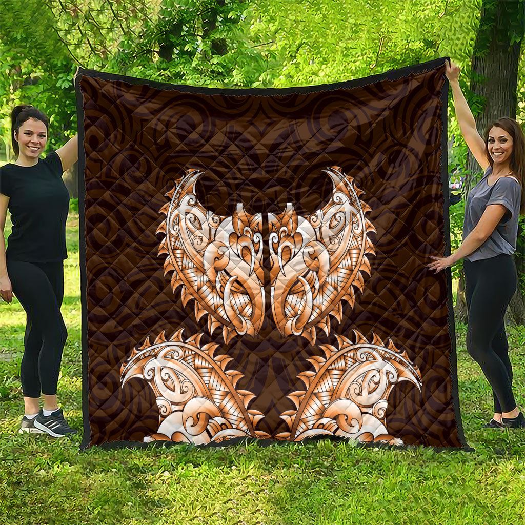 New Zealand Ta Moko Quilt Aotearoa Maori Chest Tattoo Orange LT14 - Polynesian Pride