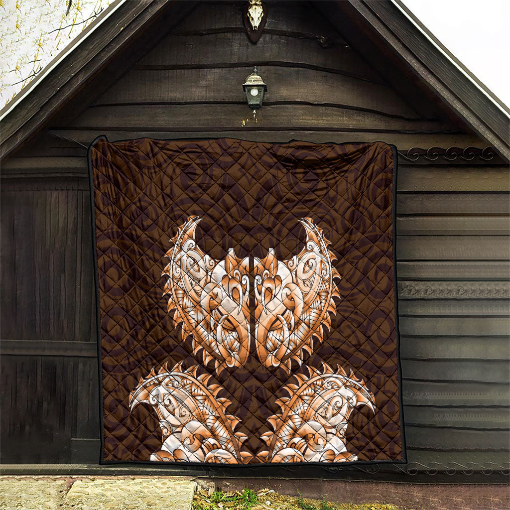 New Zealand Ta Moko Quilt Aotearoa Maori Chest Tattoo Orange LT14 - Polynesian Pride