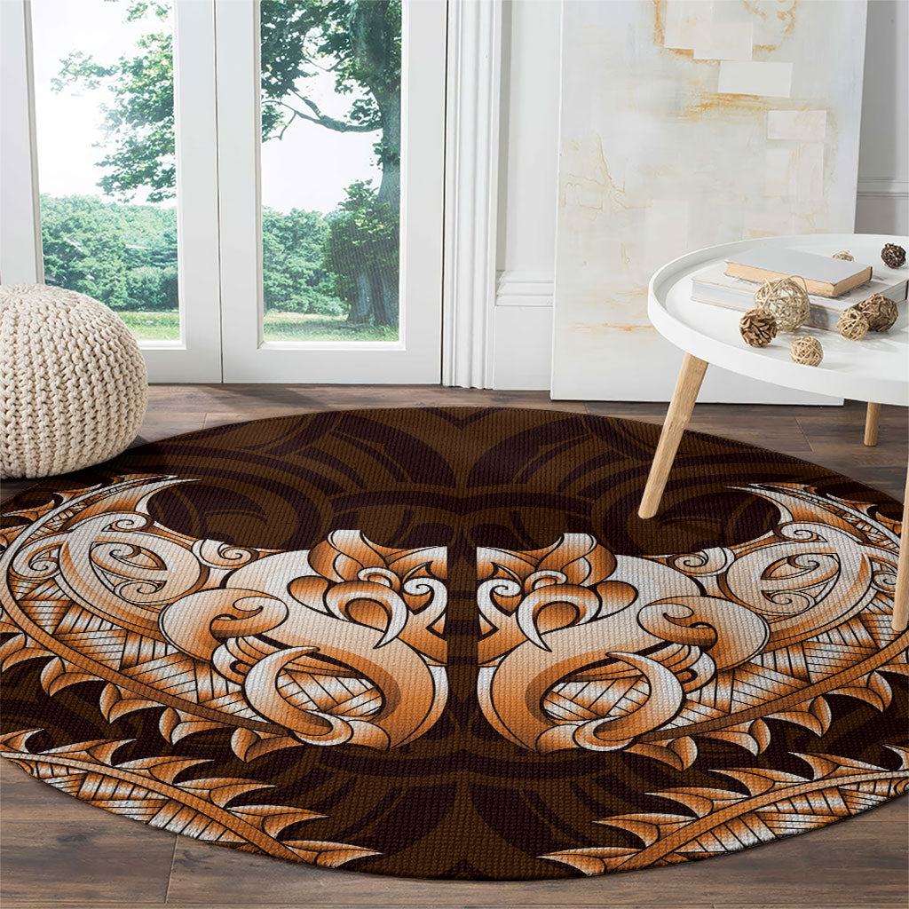 New Zealand Ta Moko Round Carpet Aotearoa Maori Chest Tattoo Orange LT14 - Polynesian Pride