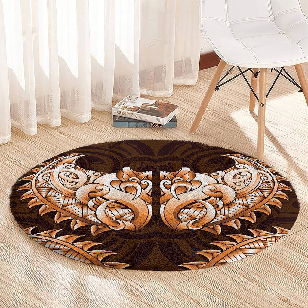New Zealand Ta Moko Round Carpet Aotearoa Maori Chest Tattoo Orange LT14 - Polynesian Pride