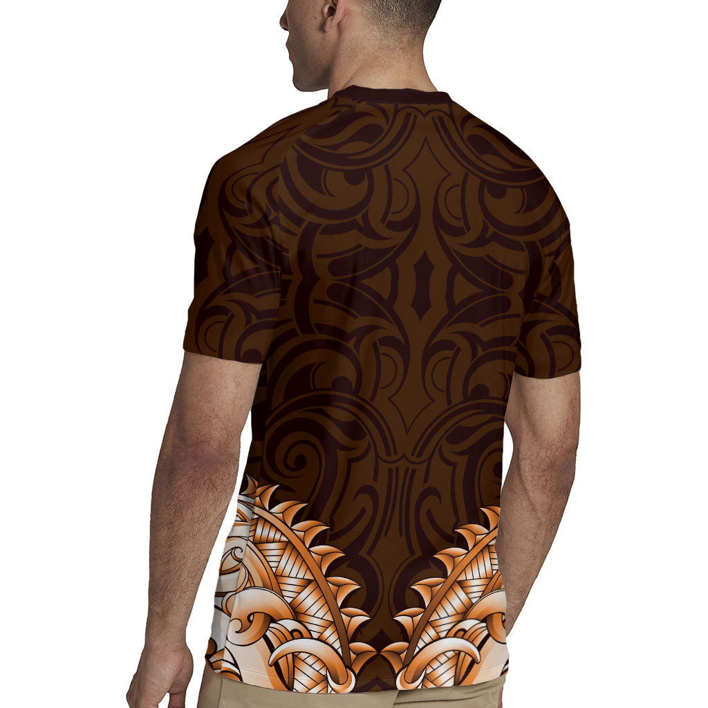 New Zealand Ta Moko Rugby Jersey Aotearoa Maori Chest Tattoo Orange LT14 - Polynesian Pride