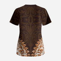 New Zealand Ta Moko Scrub Top Aotearoa Maori Chest Tattoo Orange LT14 - Polynesian Pride
