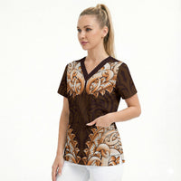 New Zealand Ta Moko Scrub Top Aotearoa Maori Chest Tattoo Orange LT14 - Polynesian Pride