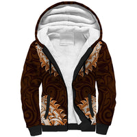 New Zealand Ta Moko Sherpa Hoodie Aotearoa Maori Chest Tattoo Orange LT14 Unisex Orange - Polynesian Pride