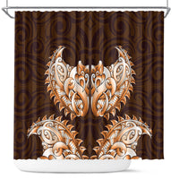New Zealand Ta Moko Shower Curtain Aotearoa Maori Chest Tattoo Orange LT14 Orange - Polynesian Pride