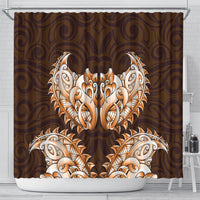 New Zealand Ta Moko Shower Curtain Aotearoa Maori Chest Tattoo Orange LT14 - Polynesian Pride