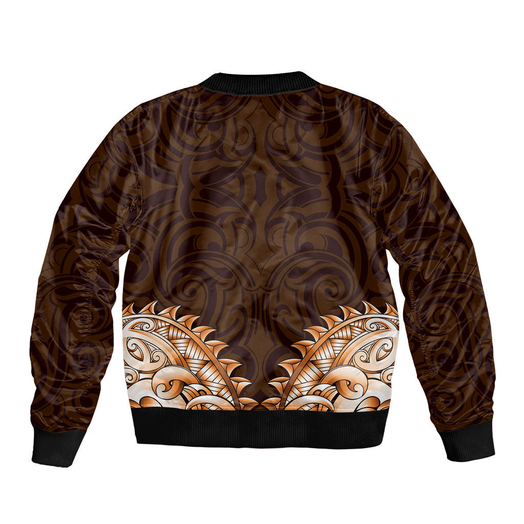 New Zealand Ta Moko Sleeve Zip Bomber Jacket Aotearoa Maori Chest Tattoo Orange LT14 - Polynesian Pride