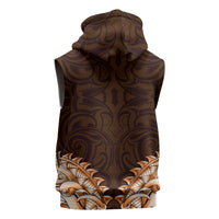 New Zealand Ta Moko Sleeveless Hoodie Aotearoa Maori Chest Tattoo Orange LT14 - Polynesian Pride