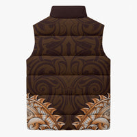 New Zealand Ta Moko Sleeveless Puffer Jacket Aotearoa Maori Chest Tattoo Orange LT14 - Polynesian Pride