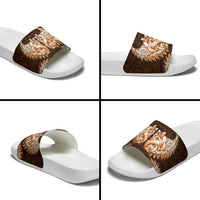 New Zealand Ta Moko Slide Sandals Aotearoa Maori Chest Tattoo Orange LT14 - Polynesian Pride