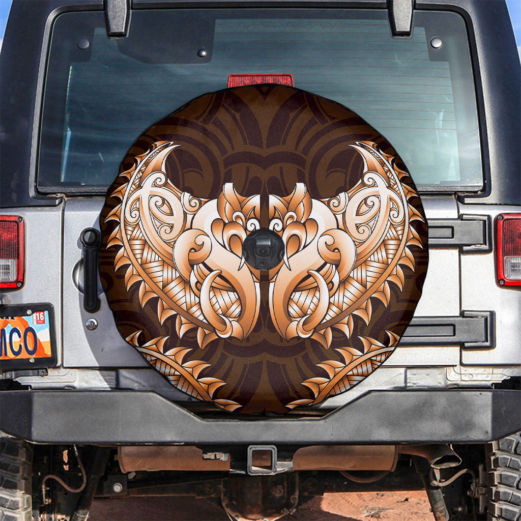 New Zealand Ta Moko Spare Tire Cover Aotearoa Maori Chest Tattoo Orange LT14 Orange - Polynesian Pride