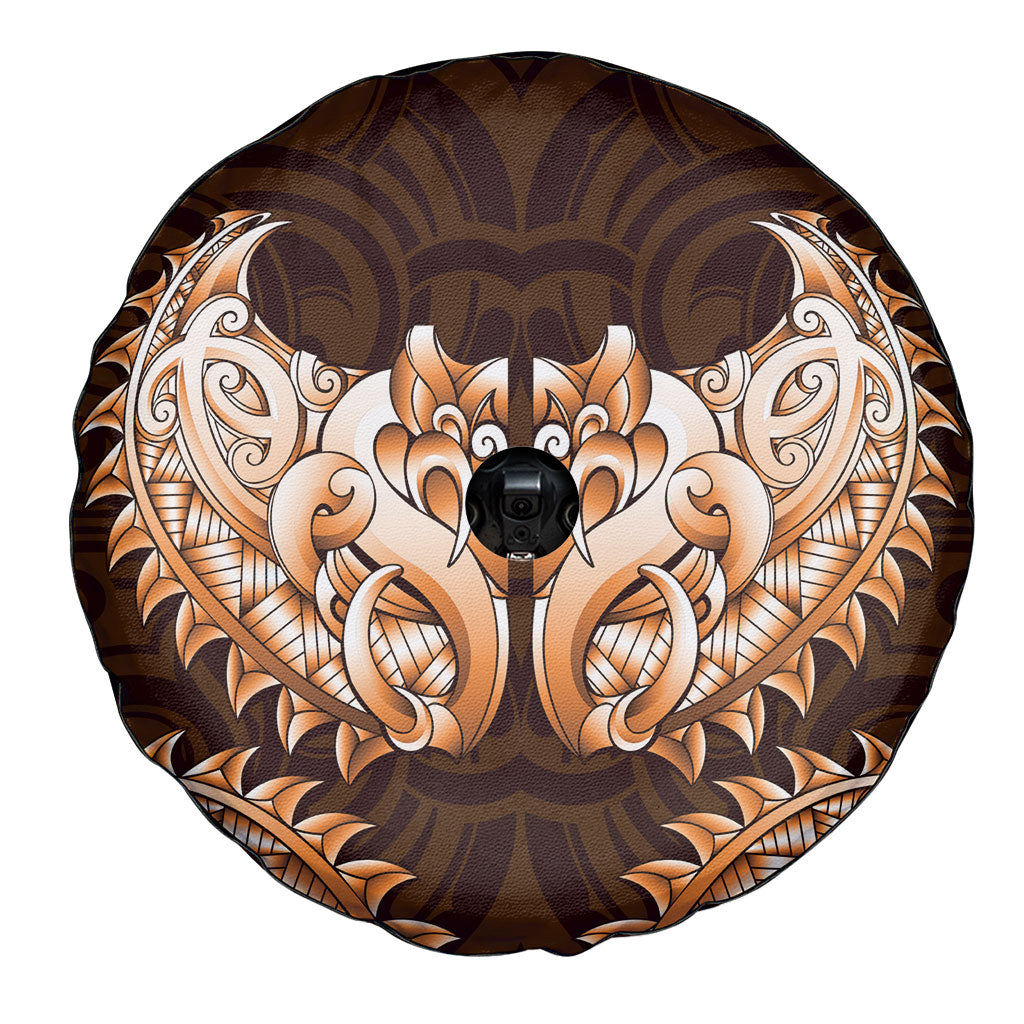 New Zealand Ta Moko Spare Tire Cover Aotearoa Maori Chest Tattoo Orange LT14 - Polynesian Pride