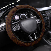 New Zealand Ta Moko Steering Wheel Cover Aotearoa Maori Chest Tattoo Orange LT14 Universal Fit Orange - Polynesian Pride