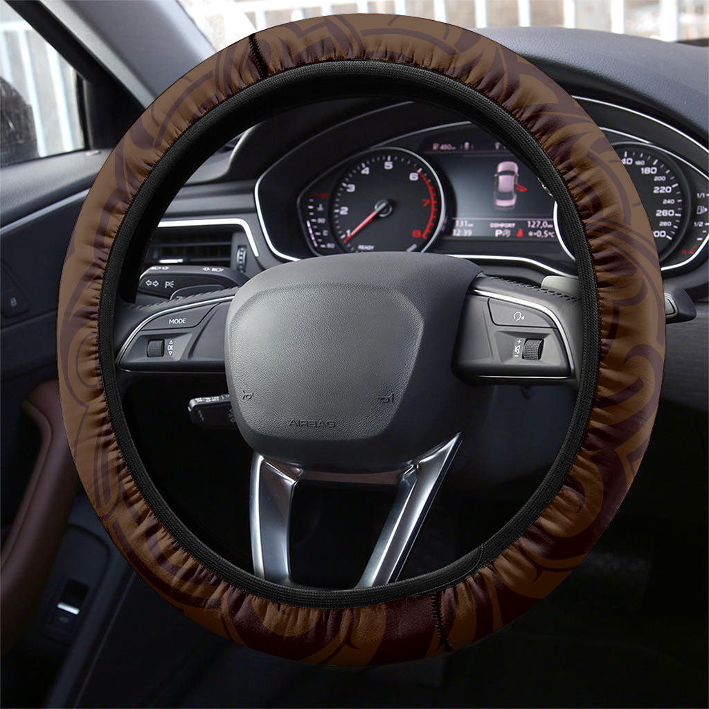 New Zealand Ta Moko Steering Wheel Cover Aotearoa Maori Chest Tattoo Orange LT14 - Polynesian Pride
