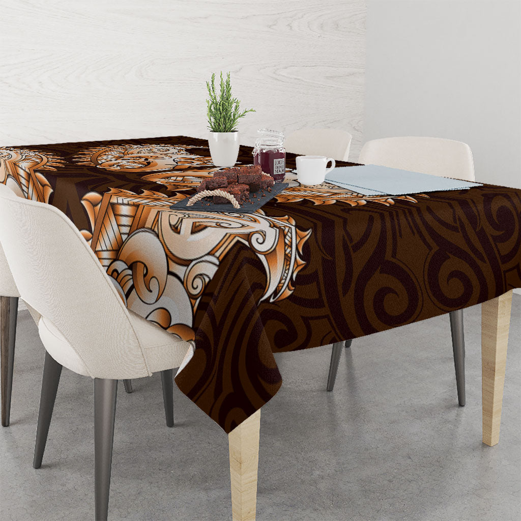 New Zealand Ta Moko Tablecloth Aotearoa Maori Chest Tattoo Orange LT14 - Polynesian Pride