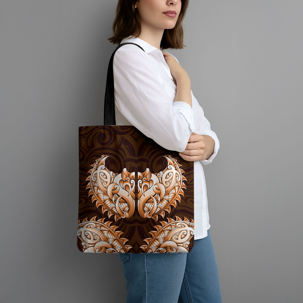 New Zealand Ta Moko Tote Bag Aotearoa Maori Chest Tattoo Orange LT14 - Polynesian Pride