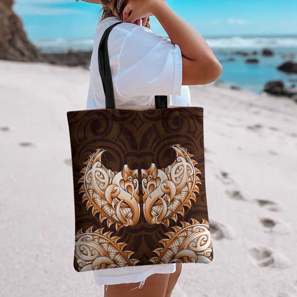 New Zealand Ta Moko Tote Bag Aotearoa Maori Chest Tattoo Orange LT14 - Polynesian Pride