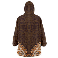 New Zealand Ta Moko Wearable Blanket Hoodie Aotearoa Maori Chest Tattoo Orange LT14 - Polynesian Pride