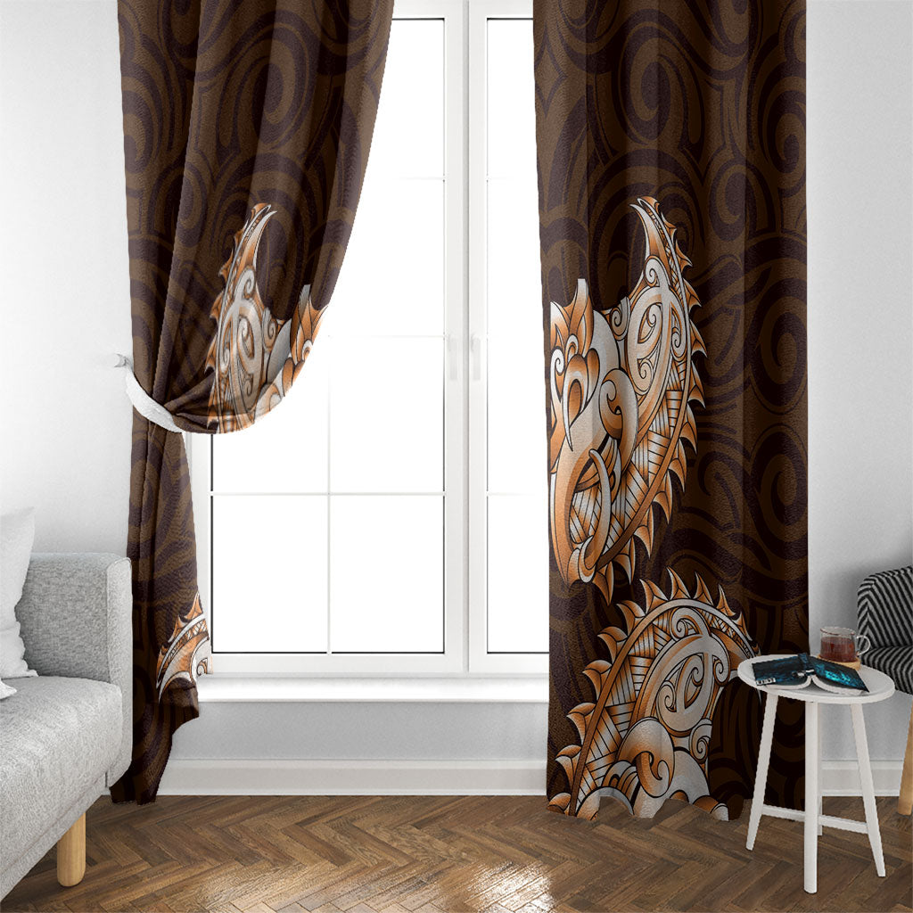 New Zealand Ta Moko Window Curtain Aotearoa Maori Chest Tattoo Orange LT14 - Polynesian Pride