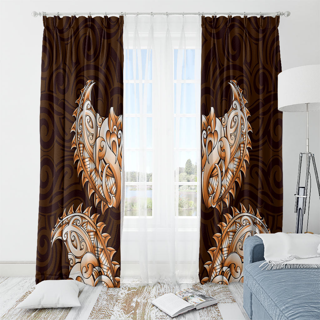 New Zealand Ta Moko Window Curtain Aotearoa Maori Chest Tattoo Orange LT14 - Polynesian Pride