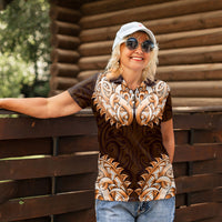 New Zealand Ta Moko Women Polo Shirt Aotearoa Maori Chest Tattoo Orange LT14 - Polynesian Pride
