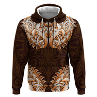 New Zealand Ta Moko Zip Hoodie Aotearoa Maori Chest Tattoo Orange LT14 Pullover Hoodie Orange - Polynesian Pride