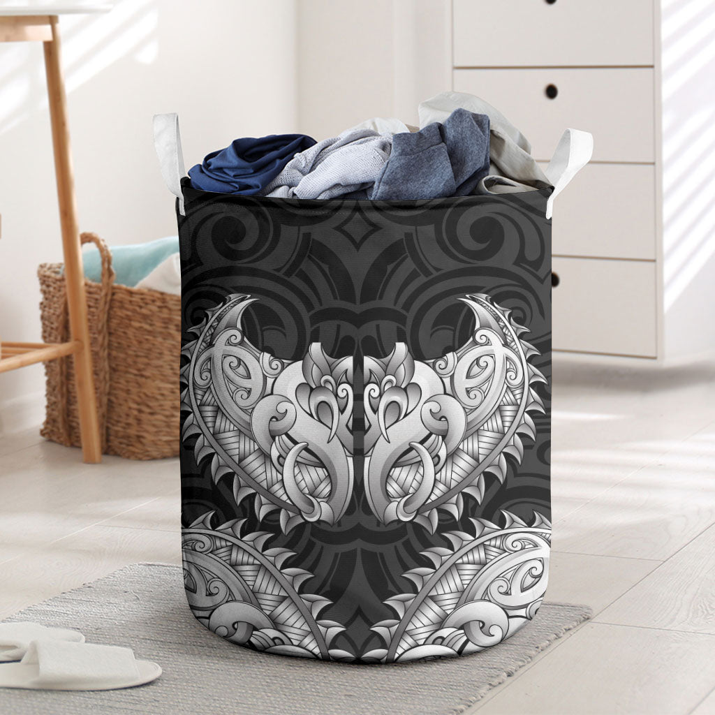 New Zealand Ta Moko Laundry Basket Aotearoa Maori Chest Tattoo Black LT14 Black - Polynesian Pride