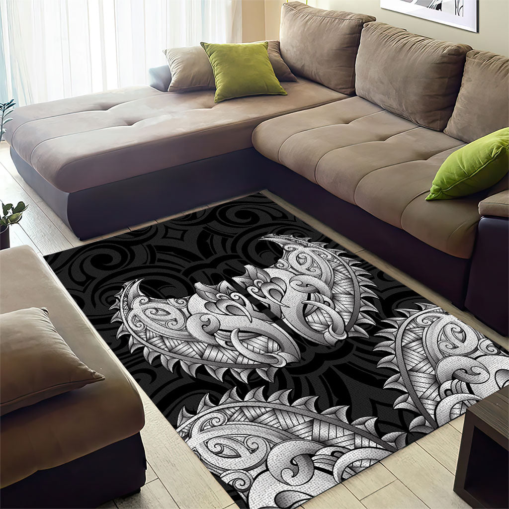 New Zealand Ta Moko Area Rug Aotearoa Maori Chest Tattoo Black LT14 - Polynesian Pride