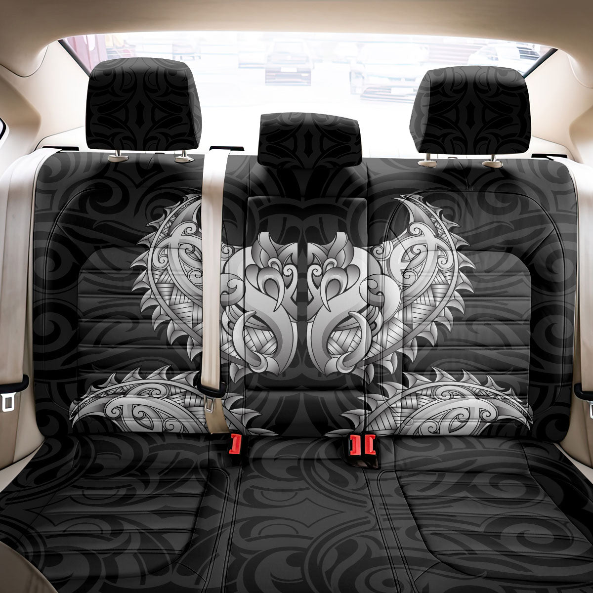 New Zealand Ta Moko Back Car Seat Cover Aotearoa Maori Chest Tattoo Black LT14 - Polynesian Pride