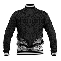 New Zealand Ta Moko Baseball Jacket Aotearoa Maori Chest Tattoo Black LT14 - Polynesian Pride