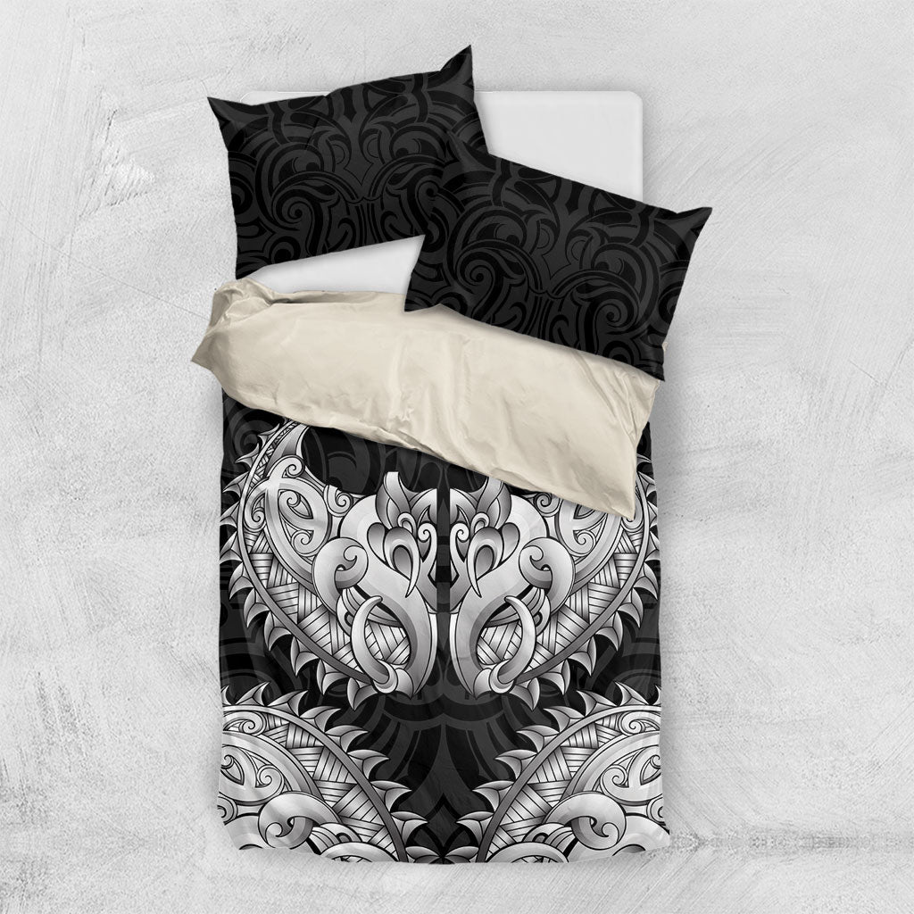 New Zealand Ta Moko Bedding Set Aotearoa Maori Chest Tattoo Black LT14 US Twin 172cm x 218cm Black - Polynesian Pride