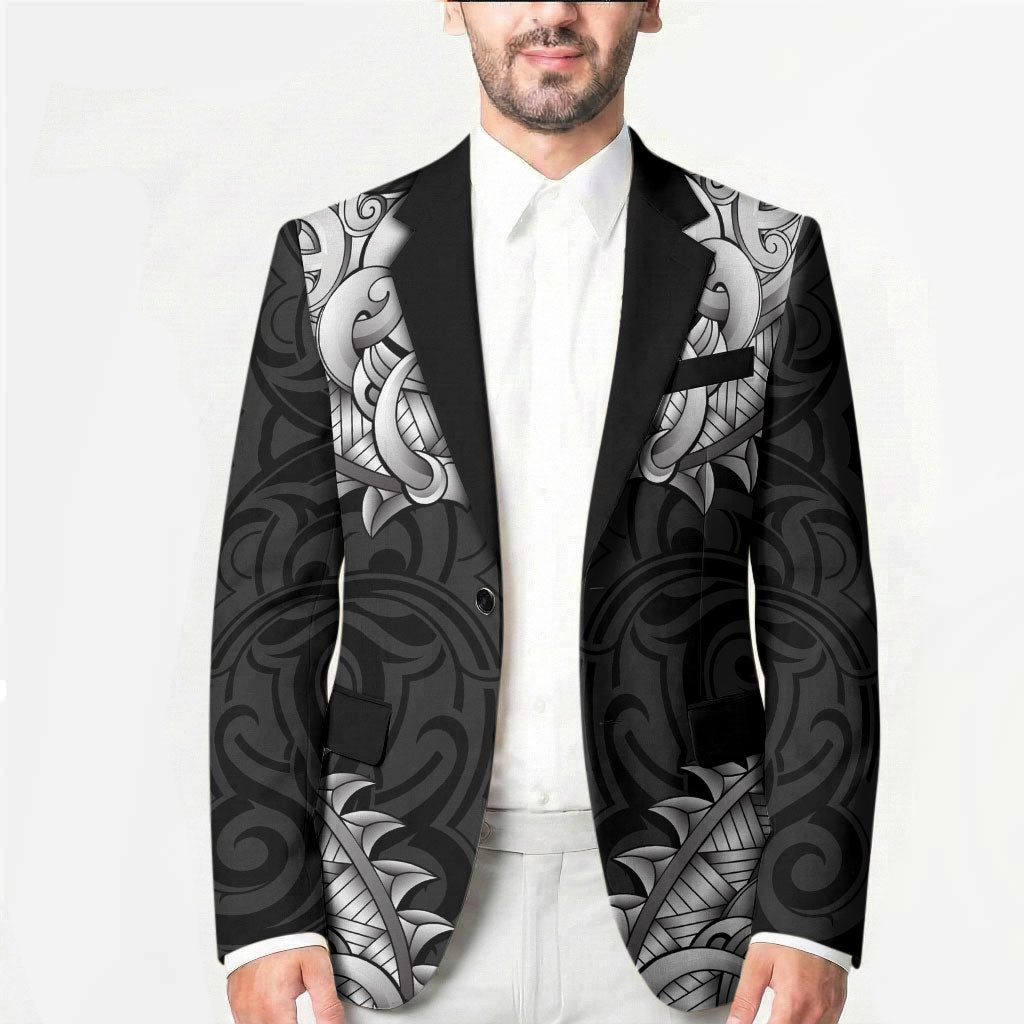 New Zealand Ta Moko Blazer Aotearoa Maori Chest Tattoo Black LT14 - Polynesian Pride