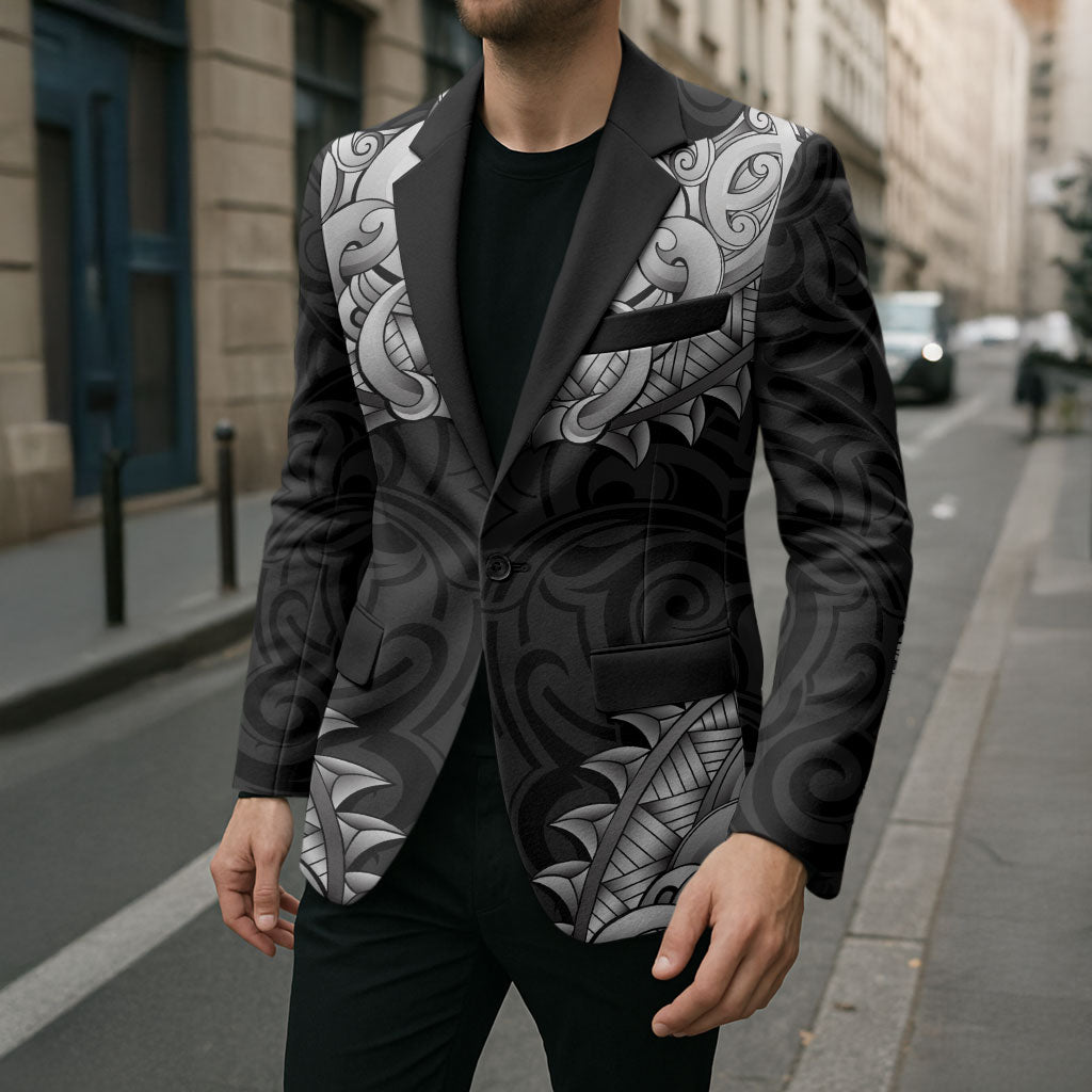 New Zealand Ta Moko Blazer Aotearoa Maori Chest Tattoo Black LT14 - Polynesian Pride