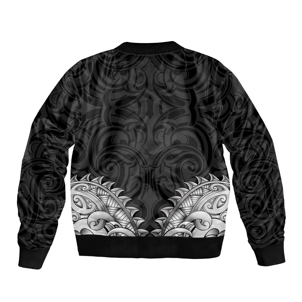 New Zealand Ta Moko Bomber Jacket Aotearoa Maori Chest Tattoo Black LT14 - Polynesian Pride