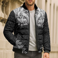 New Zealand Ta Moko Bomber Puffer Jacket Aotearoa Maori Chest Tattoo Black LT14 - Polynesian Pride