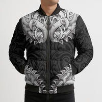 New Zealand Ta Moko Bomber Puffer Jacket Aotearoa Maori Chest Tattoo Black LT14 - Polynesian Pride