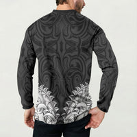 New Zealand Ta Moko Button Sweatshirt Aotearoa Maori Chest Tattoo Black LT14 - Polynesian Pride