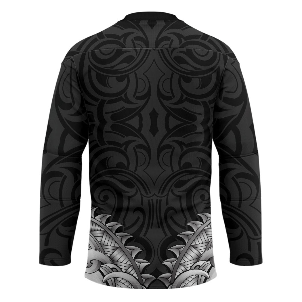 New Zealand Ta Moko Hockey Jersey Aotearoa Maori Chest Tattoo Black LT14 - Polynesian Pride
