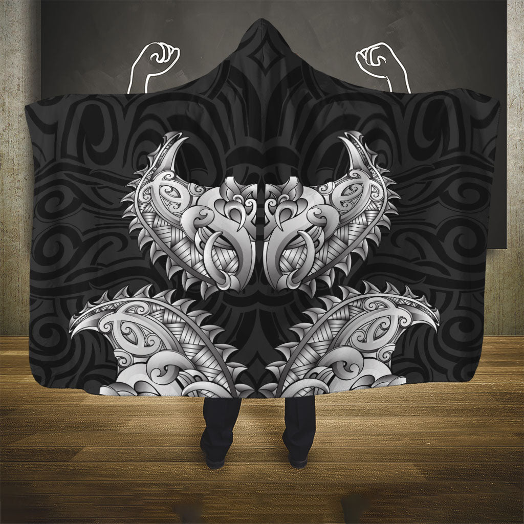 New Zealand Ta Moko Hooded Blanket Aotearoa Maori Chest Tattoo Black LT14 - Polynesian Pride