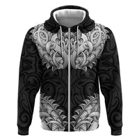 New Zealand Ta Moko Hoodie Aotearoa Maori Chest Tattoo Black LT14 Zip Hoodie Black - Polynesian Pride