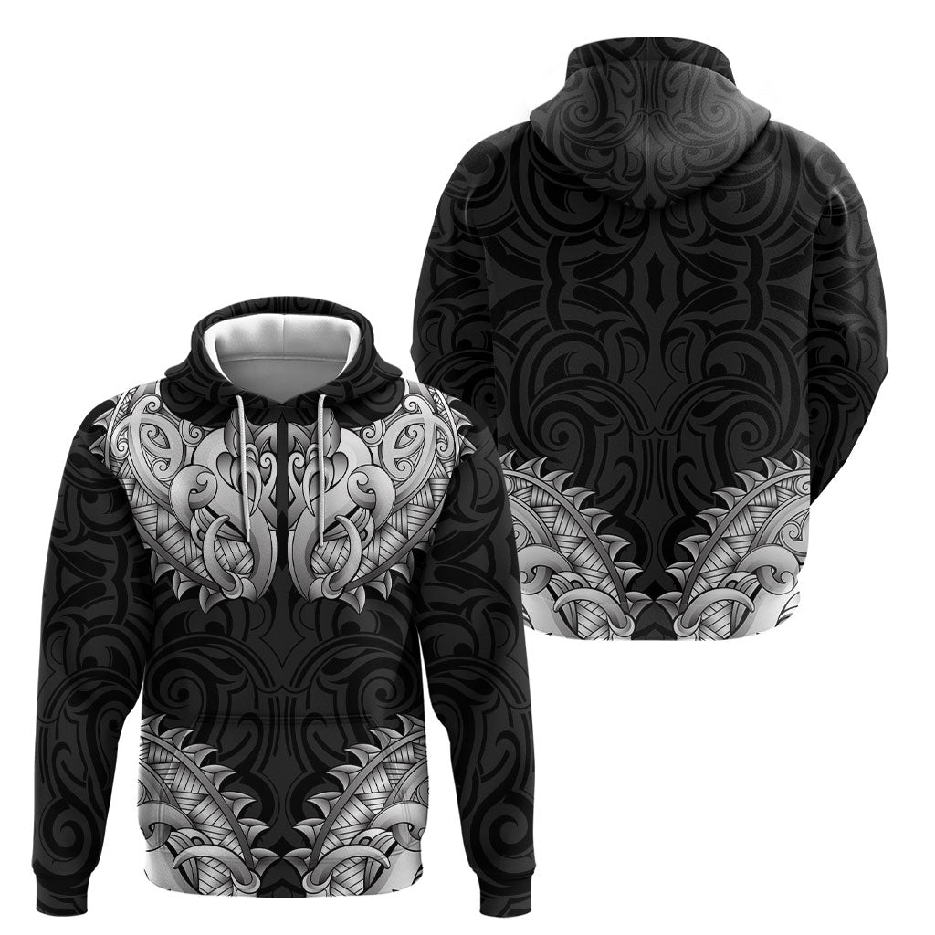 New Zealand Ta Moko Hoodie Aotearoa Maori Chest Tattoo Black LT14 - Polynesian Pride