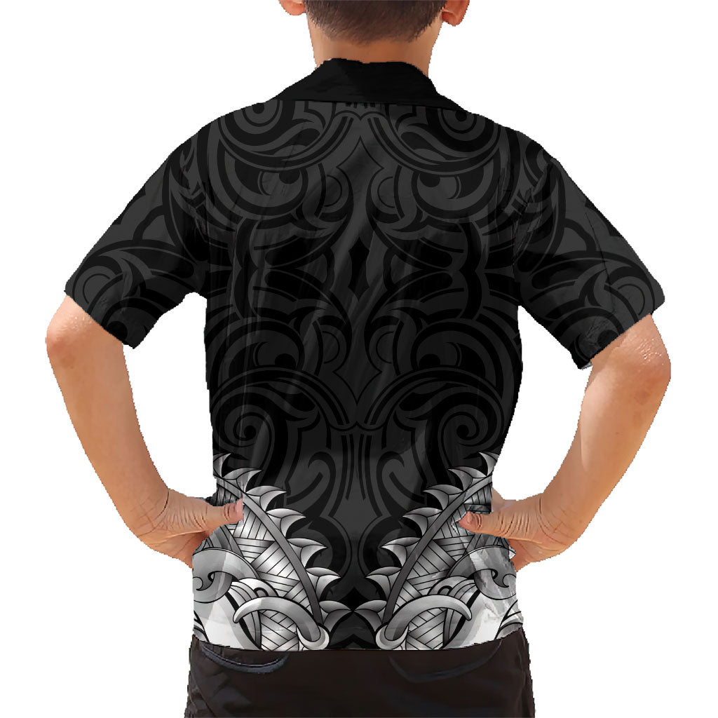 New Zealand Ta Moko Kid Hawaiian Shirt Aotearoa Maori Chest Tattoo Black LT14 - Polynesian Pride