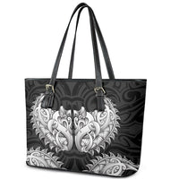 New Zealand Ta Moko Leather Tote Bag Aotearoa Maori Chest Tattoo Black LT14 - Polynesian Pride