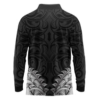 New Zealand Ta Moko Long Sleeve Polo Shirt Aotearoa Maori Chest Tattoo Black LT14 - Polynesian Pride